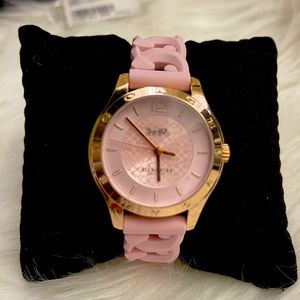 COACH “Maddy” Blush Pink Signature Braided Silicone Strap Watch